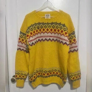 ACA Colorful Vintage Shetland Wool Hand Knit Pullover
Sweater LIKE NEW Size S